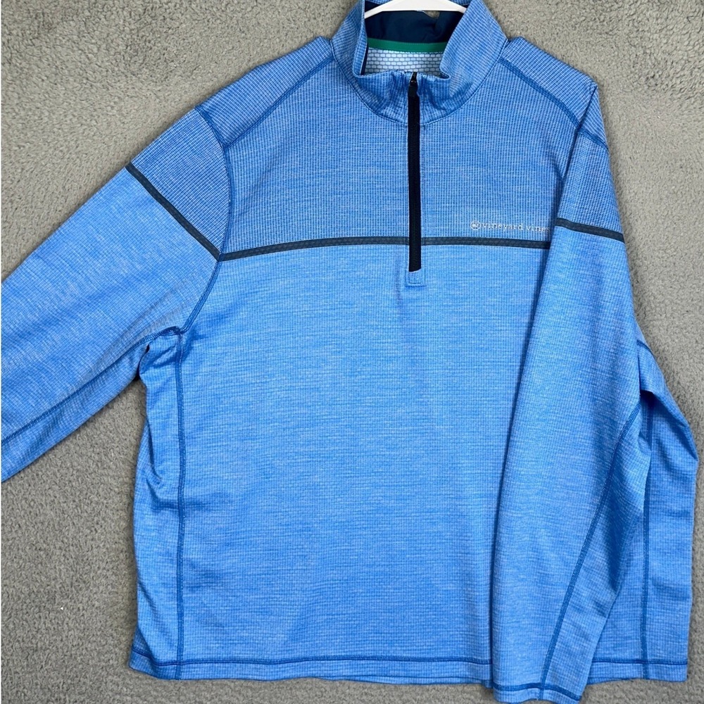 Vineyard Vines OTG Shirt Mens 2XL Blue On-The-Go Sankaty Quarter Zip Pullover